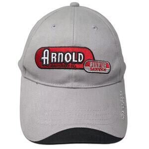 Hit Wear Arnold Machinery Silver Service Gray Red Baseball Cap Hat OS Strapback